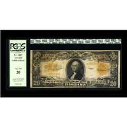 Fr. 1187 $20 1922 Gold Certificate Star Note PCGS Very 