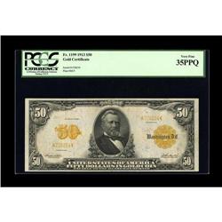 Fr. 1199 $50 1913 Gold Certificate PCGS Very Fine 35PPQ 