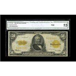 Fr. 1200 $50 1922 Gold Certificate CGA Fine 15. A certi 