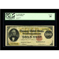 Fr. 1210 $100 1882 Gold Certificate PCGS Very Fine 30. 
