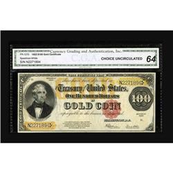 Fr. 1215 $100 1922 Gold Certificate CGA Choice Uncircul 