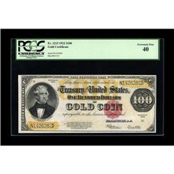 Fr. 1215 $100 1922 Gold Certificate PCGS Extremely Fine 