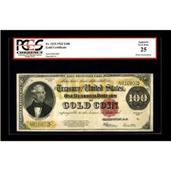 Fr. 1215 $100 1922 Gold Certificate PCGS Apparent Very 