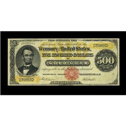 Fr. 1216a $500 1882 Gold Certificate Very Fine. Nice ed 