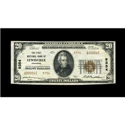 Lewisville, AR - $20 1929 Ty. 2 The First NB Ch. # 9354 