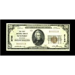 Newport, AR - $20 1929 Ty. 1 The First NB Ch. # 6758Thi 