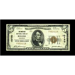 Rogers, AR - $5 1929 Ty. 1 The American NB Ch. # 10750T 