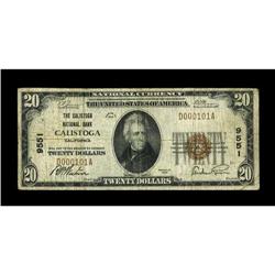 Calistoga, CA - $20 1929 Ty. 1 The Calistoga NB Ch. # 9 
