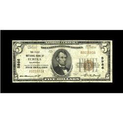 Eureka, CA - $5 1929 Ty. 1 The First NB Ch. # 5986A Fin 