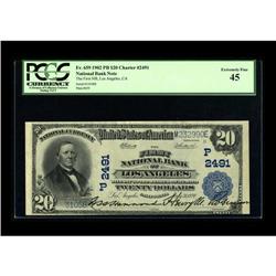 Los Angeles, CA - $20 1902 Plain Back Fr. 659 The First 