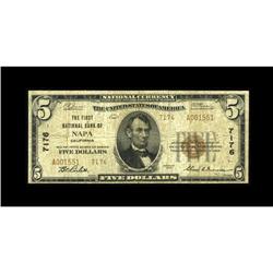 Napa, CA - $5 1929 Ty. 2 The First NB Ch. # 7176Althoug 
