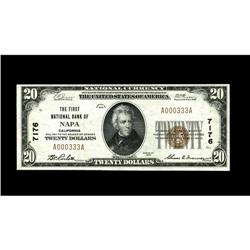 Napa, CA - $20 1929 Ty. 1 The First NB Ch. # 7176Pack f 