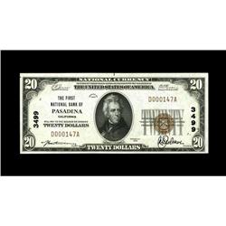 Pasadena, CA - $20 1929 Ty. 1 The First NB Ch. # 3499Th 