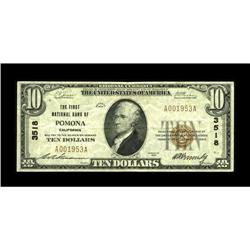 Pomona, CA - $10 1929 Ty. 1 The First NB Ch. # 3518This 