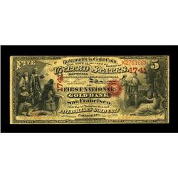 San Francisco, CA - $5 Original National Gold Bank Note 