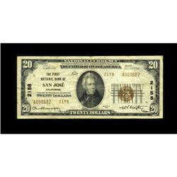 San Jose, CA - $20 1929 Ty. 2 The First NB Ch. # 2158A 