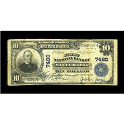 Santa Maria, CA - $10 1902 Plain Back Fr. 624 The First 
