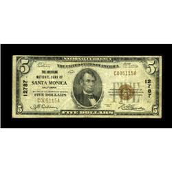 Santa Monica, CA - $5 1929 Ty. 1 The American NB Ch. # 