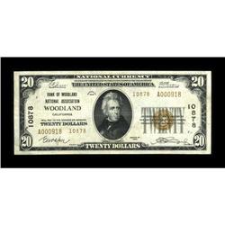 Woodland, CA - $20 1929 Ty. 2 Bank of Woodland National 