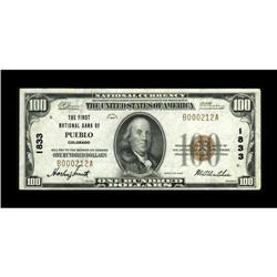 Pueblo, CO - $100 1929 Ty. 1 The First NB Ch. # 1833 Th 