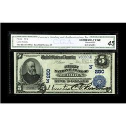 Meriden, CT - $5 1902 Plain Back Fr. 598 The First NB C 