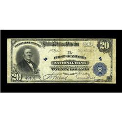 Stamford, CT - $20 1902 Plain Back Fr. 650 The First-St 