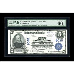 Fort Myers, FL - $5 1902 Plain Back Fr. 600 The First N 