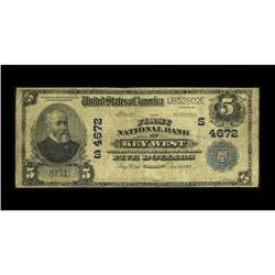 Key West, FL - $5 1902 Plain Back Fr. 602 The First NB 