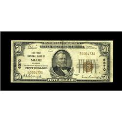 Miami, FL - $50 1929 Ty. 1 The First NB Ch. # 6370A Fin 