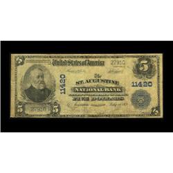 Saint Augustine, FL - $5 1902 Plain Back Fr. 606 The St 