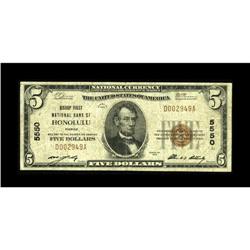 Honolulu, HI - $5 1929 Ty. 1 The Bishop First NB of Haw 