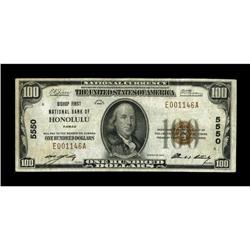 Honolulu, HI - $100 1929 Ty. 1 Bishop First NB Ch. # 55 