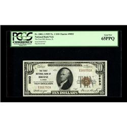 Breese, IL - $10 1929 Ty. 1 The First NB Ch. # 9893A ni 