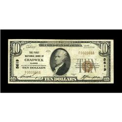 Chadwick, IL - $10 1929 Ty. 1 The First NB Ch. # 5619An 