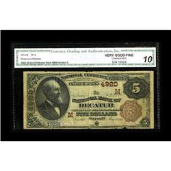 Decatur, IL - $5 1882 Brown Back Fr. 472 The NB of Deca 