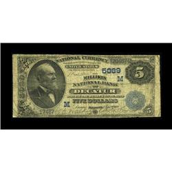 Decatur, IL - $5 1882 Value Back Fr. 573a The Millikin 