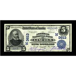 Lincoln, IL - $5 1902 Plain Back Fr. 606 The American N 
