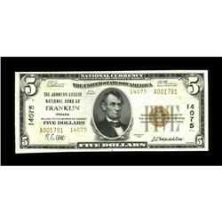 Franklin, IN - $5 1929 Ty. 2 The Johnson County NB Ch. 