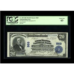 Indianapolis, IN - $20 1902 Plain Back Fr. 650 The Merc 