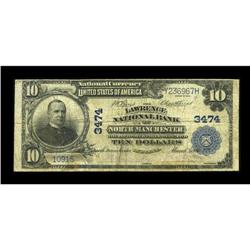 North Manchester, IN - $10 1902 Plain Back Fr. 625 The 