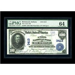 Richmond, IN - $100 1902 Plain Back Fr. 699 The Union N 