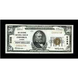 Emporia, KS - $50 1929 Ty. 1 The Citizens NB Ch. # 5498 