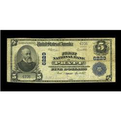 Pratt, KS - $5 1902 Plain Back Fr. 609 First NB Ch. # 6 
