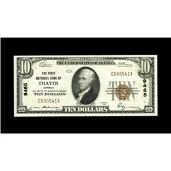 Thayer, KS - $10 1929 Ty. 1 The First NB Ch. # 9465This 