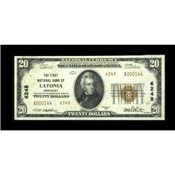 Latonia, KY - $20 1929 Ty. 2 The First NB Ch. # 6248Thi 