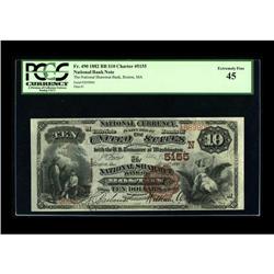 Boston, MA - $10 1882 Brown Back Fr. 490 The National S 