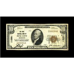Pine City, MN - $10 1929 Ty. 1 The First NB Ch. # 11581 