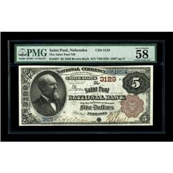 Saint Paul, NE - $5 1882 Brown Back Fr. 467 The Saint P 