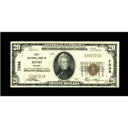 Reno, NV - $20 1929 Ty. 1 First NB Ch. # 7038While over 