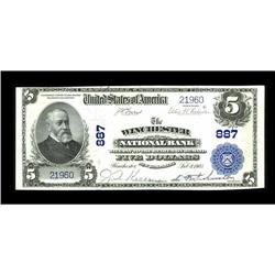 Winchester, NH - $5 1902 Plain Back Fr. 598 The Winches 